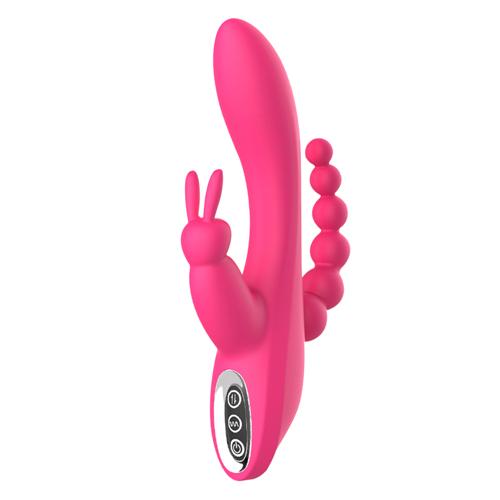 Hapmen - Clitoris Stimulation Vibrator 3-in-1 G-Spot Rabbit Anal Dildo Vibrator