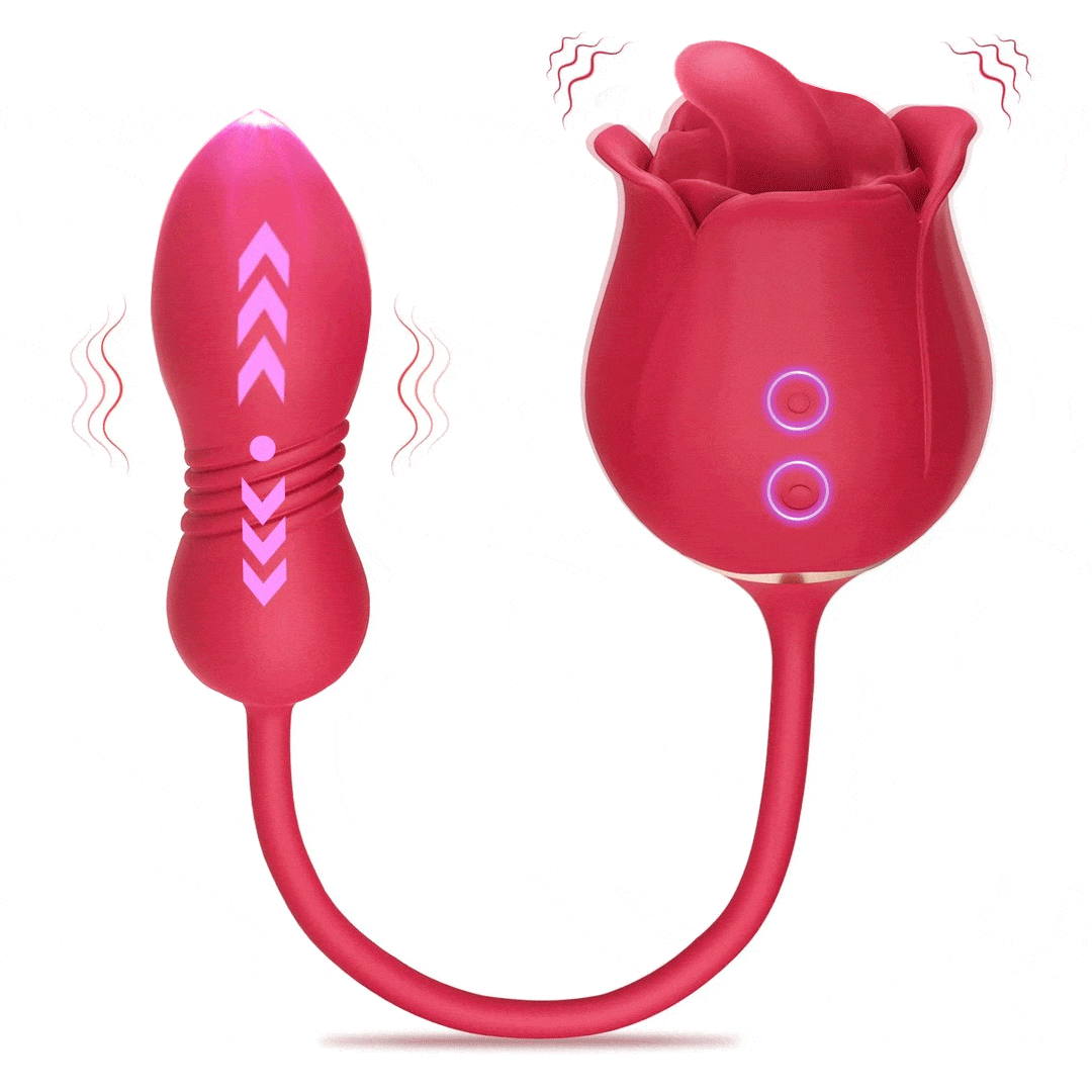 Hapmen - Rose Toy Vibrator Female Telescopic Egg Jumping  Tongue Licker Sex Toys