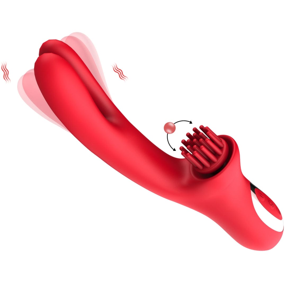 3 In 1 Clit Tickling G Spot Wiggling Dildo Vibrator