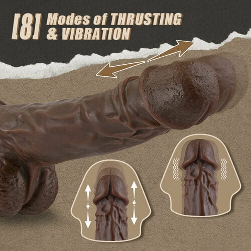 7.1‘’ Hapmen - Realistic 8 Thrusting Vibrating Heating Black Dildo with Remote Control
