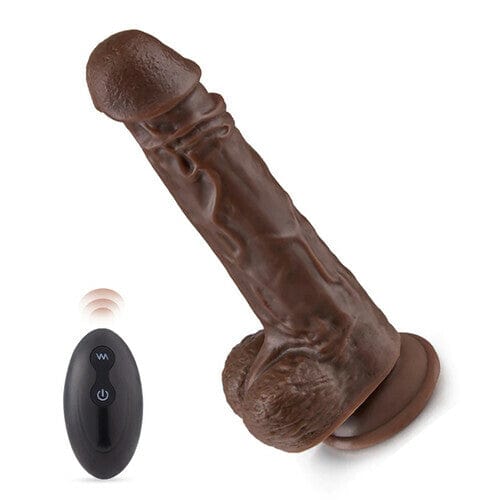 7.1‘’ Hapmen - Realistic 8 Thrusting Vibrating Heating Black Dildo with Remote Control