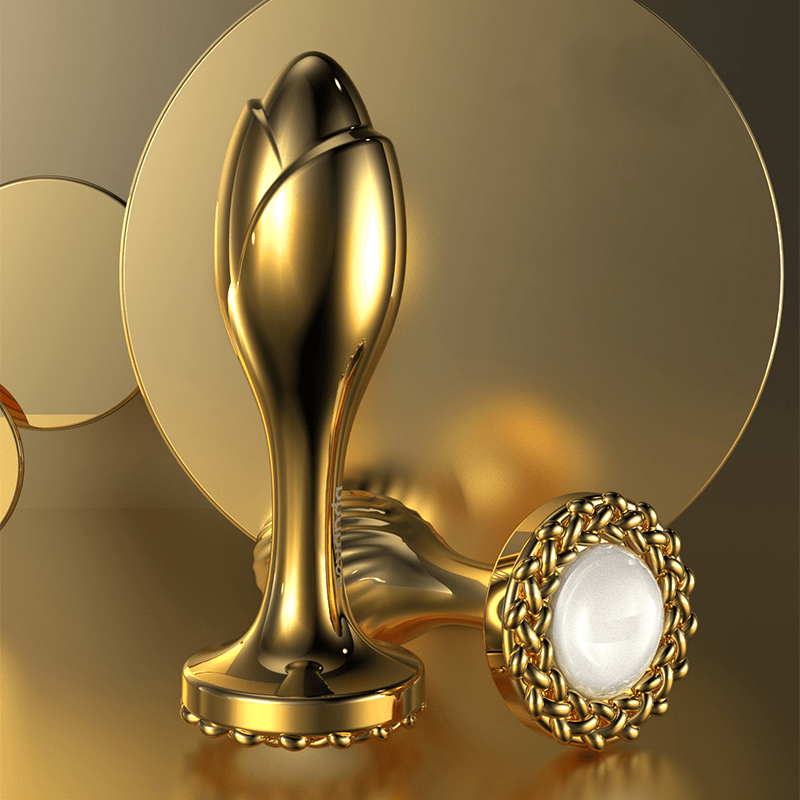 Hapmen - Pearl Rose Anal Plug Gold Stainless Steel