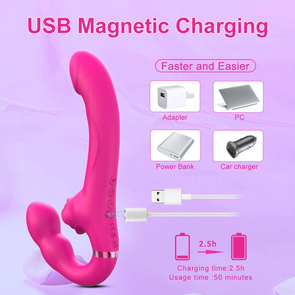 Hapmen - 3-in-1 Rose Clit Stimulator Dual Motor Shock Panty Vibrator