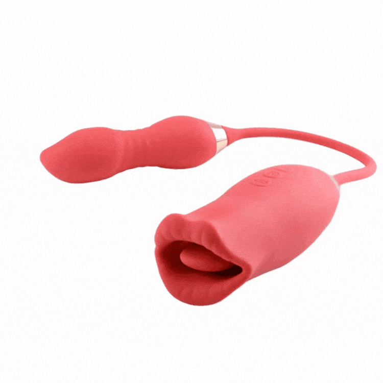 Hapmen - Rose Muncher Scarlet Rose kiss 3-in-1 Bitting & Thrusting Vibrator