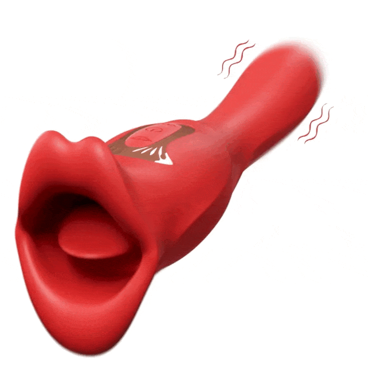 Hapmen - Rose Muncher Vibrator With Stick 10 Vibration Modes And 10 French Kissing Modes