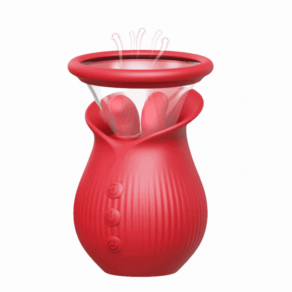 Hapmen - Rose Romeo - 3in1 Rose Sex Toy with 2 Suction Cups Adult Toys Female Clitoral Nipple Vibrators with 10 Licking Sucking Vibrating