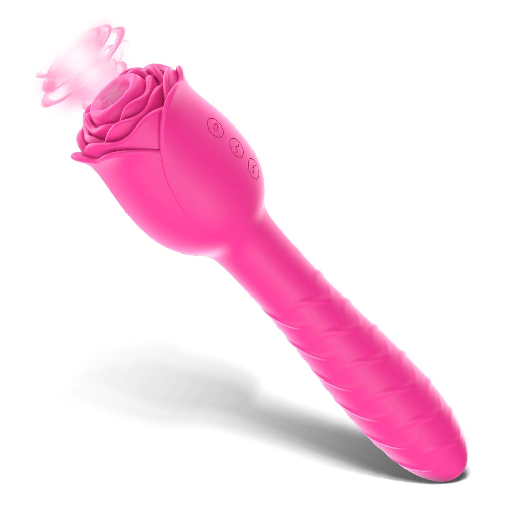 Hapmen - D3621 Scarlet 3-in-1 Telescopic Sucking And Shocking Handle Rose Vibrator