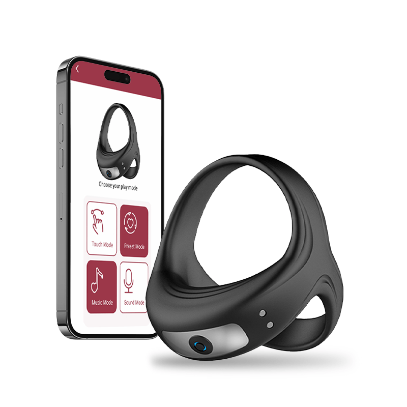 Hapmen - Vibrating Cock Ring with APP, Triangular Penis Ring with 10 Vibration Modes