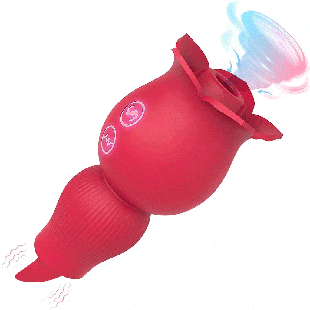 Hapmen - Rose Sucking and Tongue Vibrator 2 in 1 Rose Toy